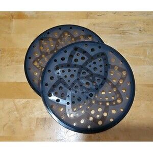 Set Of 2 Pampered Chef Black Silicone Microwave Potato Chip Maker #1241